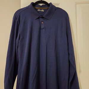 Mens Taso Ella Size Medium Long Sleeved Blue Polo